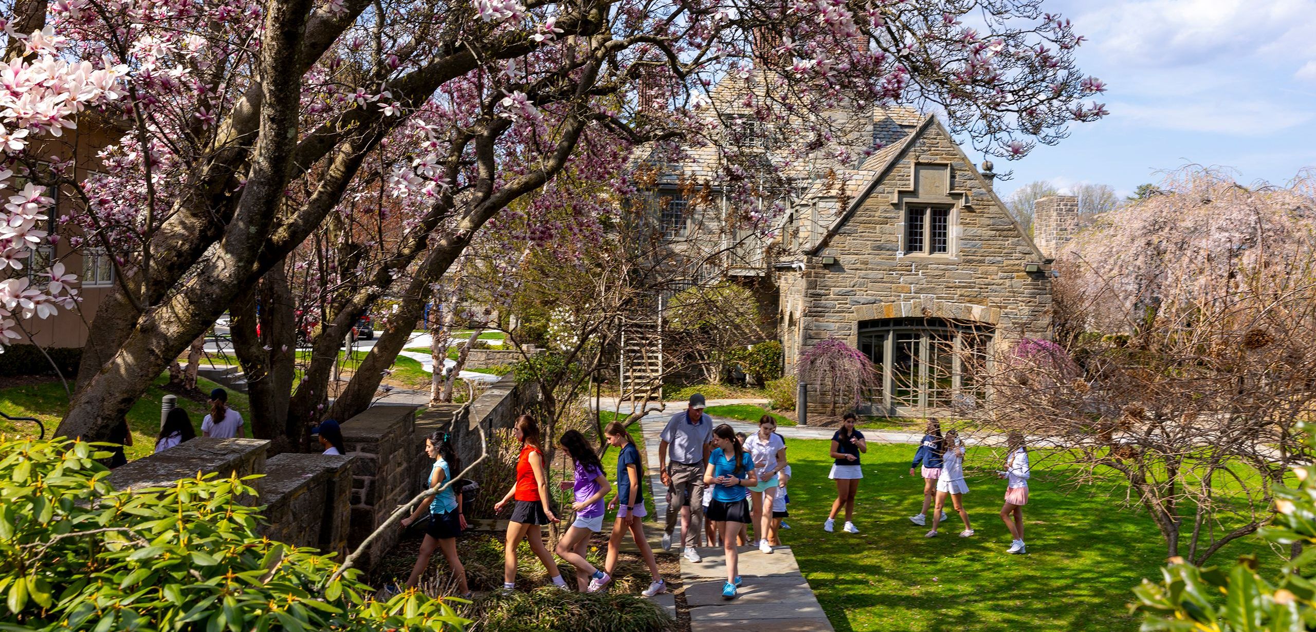 Students walking on campus