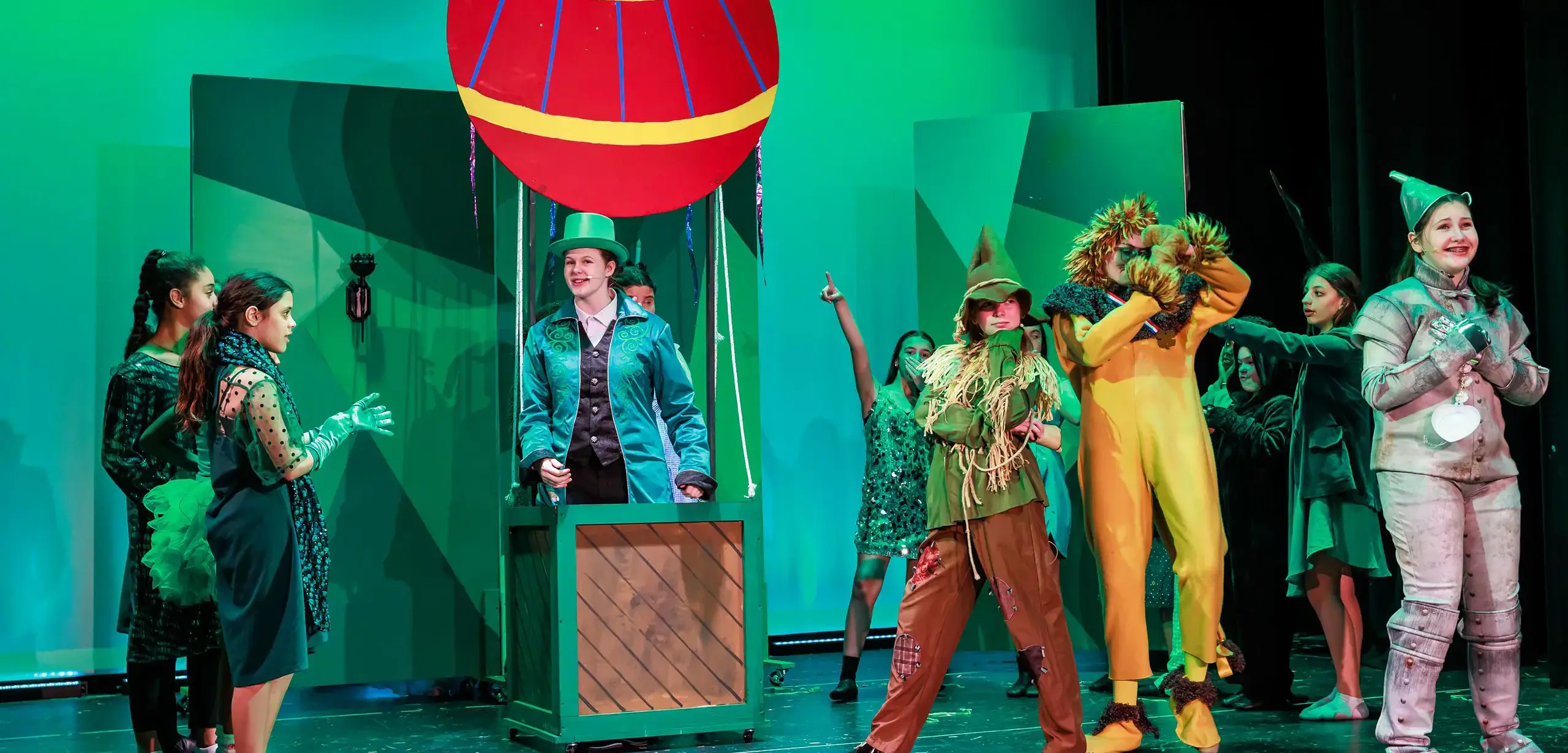 Students performing in a theater production.
