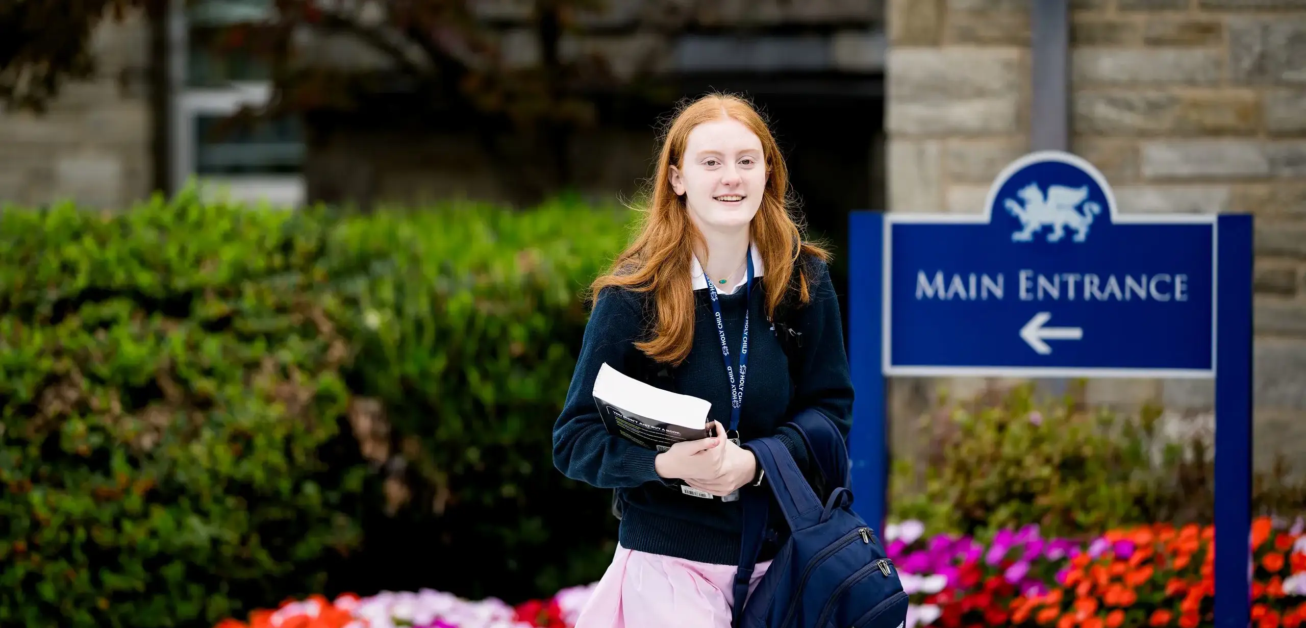 Student walking to class